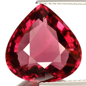 Tormalina naturale rosso da 7,68 ct, taglio a pera, VVS-VS