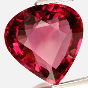 Tormalina naturale rosso da 7,68 ct, taglio a pera, VVS-VS