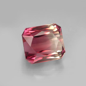 Tormalina naturale bicolore da 7,48 ct, taglio smeraldo, VVS