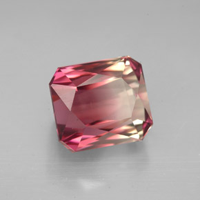 Tormalina naturale bicolore da 7,48 ct, taglio smeraldo, VVS