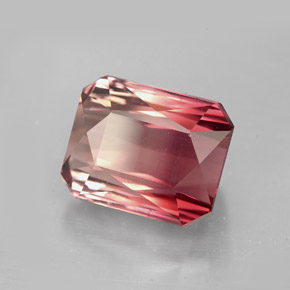 Tormalina naturale bicolore da 8,43 ct, taglio smeraldo, VVS