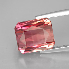 Tormalina naturale bicolore da 3,96 ct, taglio smeraldo, VVS