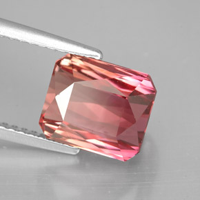 Tormalina naturale bicolore da 3,96 ct, taglio smeraldo, VVS
