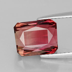 Tormalina naturale bicolore da 3,90 ct, taglio smeraldo, VVS