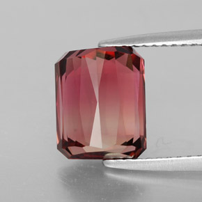 Tormalina naturale bicolore da 3,90 ct, taglio smeraldo, VVS