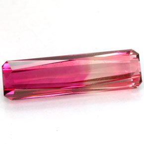 Tormalina naturale bicolore da 4,28 ct, taglio smeraldo, VVS-VS