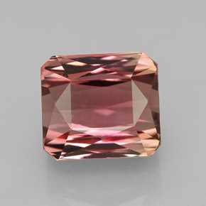 Tormalina naturale bicolore da 7,42 ct, taglio smeraldo, VVS-VS