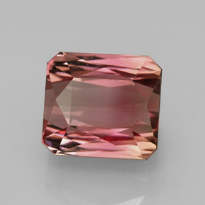 Tormalina naturale bicolore da 7,42 ct, taglio smeraldo, VVS-VS