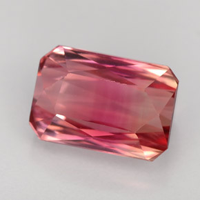 Tormalina naturale bicolore da 3,66 ct, taglio smeraldo, VVS-VS