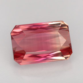Tormalina naturale bicolore da 3,66 ct, taglio smeraldo, VVS-VS