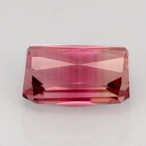 Tormalina naturale bicolore da 3,66 ct, taglio smeraldo, VVS-VS