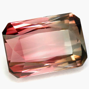 Tormalina naturale multicolore da 5,46 ct, taglio smeraldo, VVS