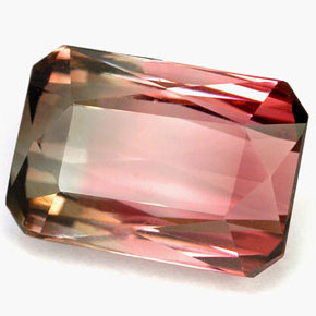 Tormalina naturale multicolore da 5,46 ct, taglio smeraldo, VVS