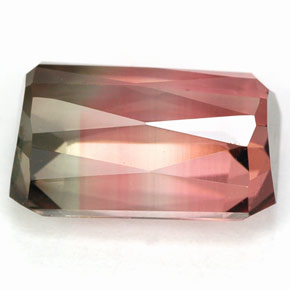 Tormalina naturale multicolore da 5,46 ct, taglio smeraldo, VVS