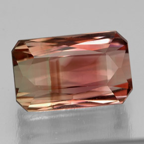 Tormalina naturale bicolore da 3,98 ct, taglio smeraldo, VVS