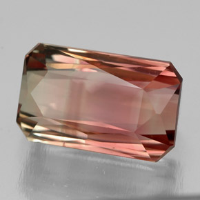 Tormalina naturale bicolore da 3,98 ct, taglio smeraldo, VVS