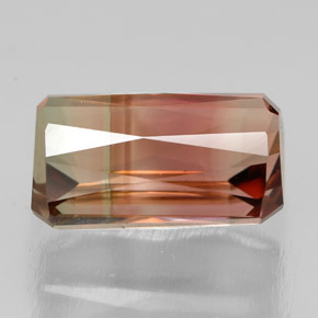 Tormalina naturale bicolore da 3,98 ct, taglio smeraldo, VVS