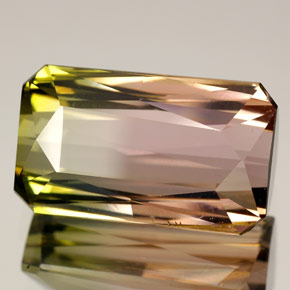 Tormalina naturale multicolore da 11,84 ct, taglio smeraldo, VVS