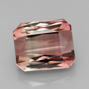 Tormalina naturale bicolore da 8,55 ct, taglio smeraldo, IF
