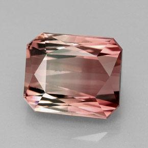 Tormalina naturale bicolore da 8,55 ct, taglio smeraldo, IF