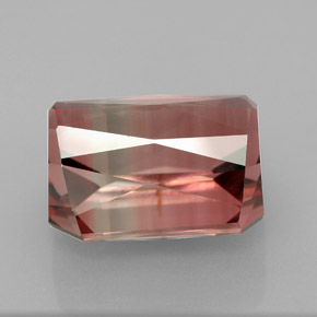 Tormalina naturale bicolore da 8,55 ct, taglio smeraldo, IF