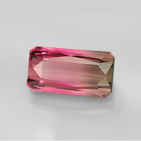 Tormalina naturale bicolore da 6,44 ct, taglio smeraldo, VVS