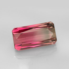 Tormalina naturale bicolore da 6,44 ct, taglio smeraldo, VVS