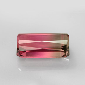Tormalina naturale bicolore da 6,44 ct, taglio smeraldo, VVS