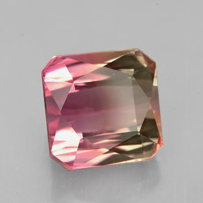 Tormalina naturale bicolore da 7,51 ct, taglio smeraldo, VS