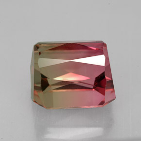 Tormalina naturale bicolore da 7,51 ct, taglio smeraldo, VS