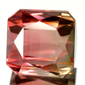 Tormalina naturale multicolore da 3,88 ct, taglio smeraldo, VVS-VS