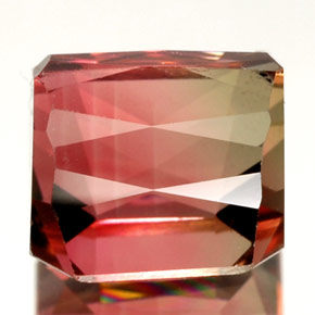 Tormalina naturale multicolore da 3,88 ct, taglio smeraldo, VVS-VS