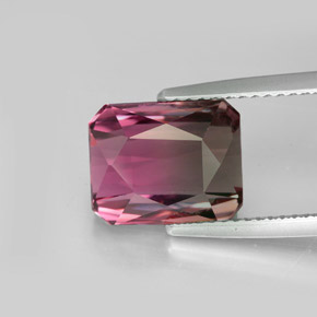 Tormalina naturale bicolore da 5,27 ct, taglio smeraldo, VVS