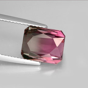 Tormalina naturale bicolore da 5,27 ct, taglio smeraldo, VVS
