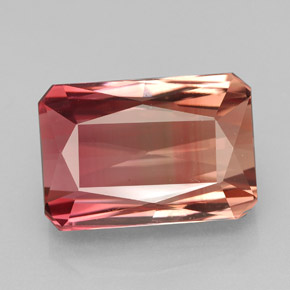 Tormalina naturale bicolore da 8,91 ct, taglio smeraldo, VVS