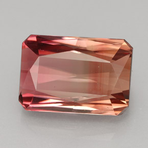 Tormalina naturale bicolore da 8,91 ct, taglio smeraldo, VVS