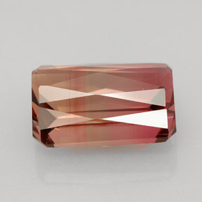 Tormalina naturale bicolore da 8,91 ct, taglio smeraldo, VVS