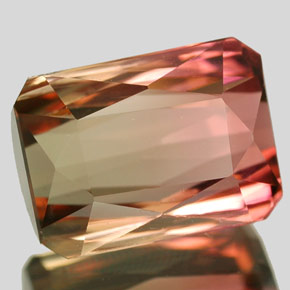 Tormalina naturale multicolore da 4,65 ct, taglio smeraldo, VVS