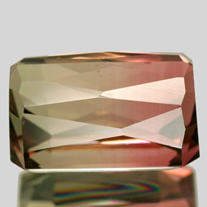 Tormalina naturale multicolore da 4,65 ct, taglio smeraldo, VVS