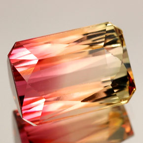 Tormalina naturale multicolore da 9,35 ct, taglio smeraldo, VVS-VS