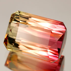 Tormalina naturale multicolore da 9,35 ct, taglio smeraldo, VVS-VS