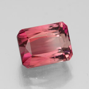 Tormalina naturale rosa da 3,55 ct, taglio smeraldo, VS-SI