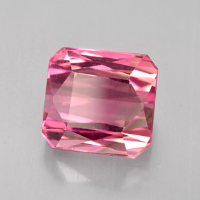 Tormalina naturale rosa da 3,95 ct, taglio smeraldo, VVS-VS
