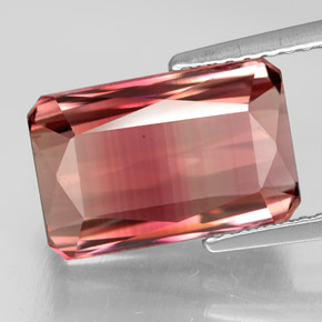 Tormalina naturale bicolore da 6,72 ct, taglio smeraldo, VVS