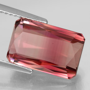 Tormalina naturale bicolore da 6,72 ct, taglio smeraldo, VVS