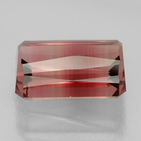 Tormalina naturale bicolore da 6,72 ct, taglio smeraldo, VVS