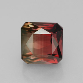 Tormalina naturale bicolore da 5,28 ct, taglio smeraldo, IF
