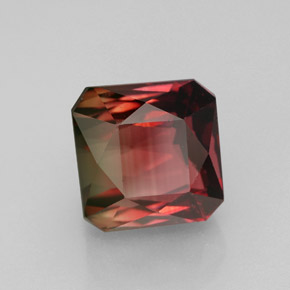 Tormalina naturale bicolore da 5,28 ct, taglio smeraldo, IF