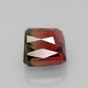 Tormalina naturale bicolore da 5,28 ct, taglio smeraldo, IF