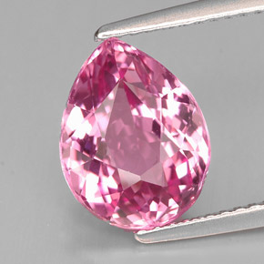 Tormalina naturale rosa da 3,39 ct, taglio a pera, VVS